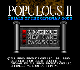 Populous II - Trials of the Olympian God Title Screen